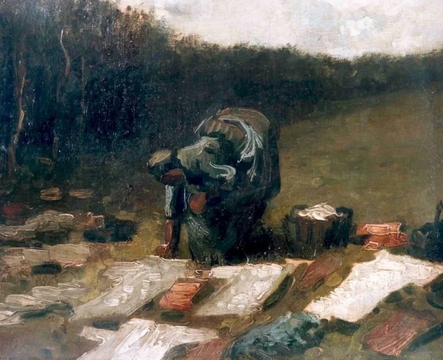 Campesina haciendo la colada