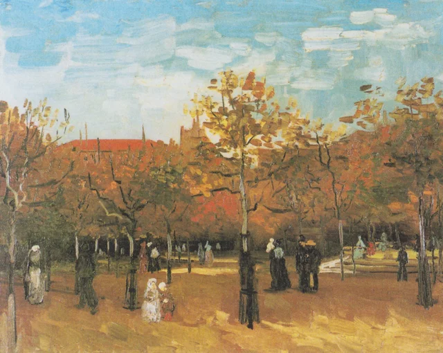 Paseantes en un parque