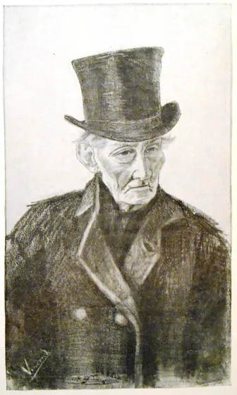 Portrait of an old man with top-hat