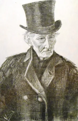 Portrait of an old man with top-hat