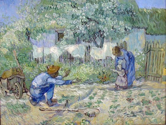 Premiers pas, d'après Millet