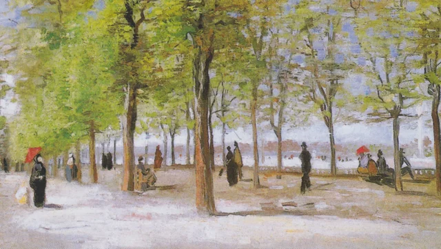 Paseantes en el jardín del Luxemburgo