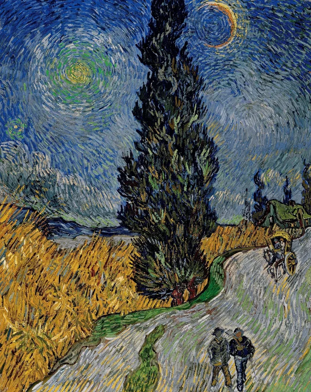 Camino con un ciprés y una estrella, Vincent van Gogh