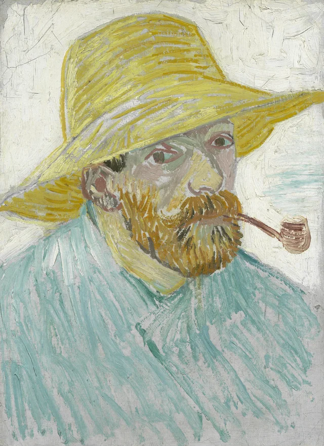 Autorretrato con pipa y sombrero de paja, Vincent van Gogh