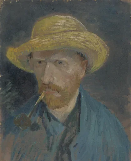 Self-Portrait with Straw Hat and Pipe