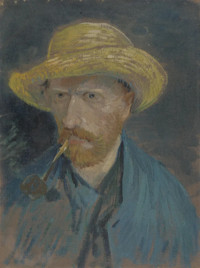 Autorretrato con sombrero de paja y pipa