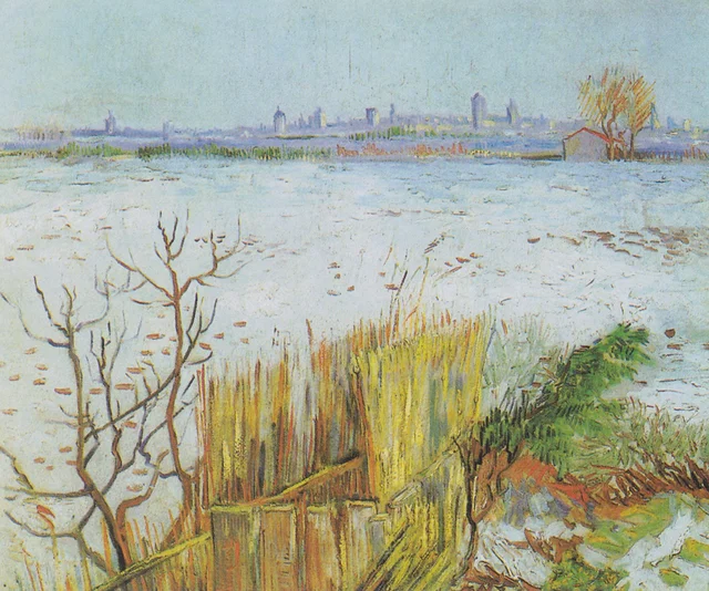 Paisaje nevado con Arlés al fondo