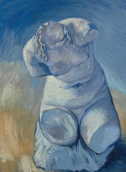 Statuette de plâtre: Torse de femme, vue de face