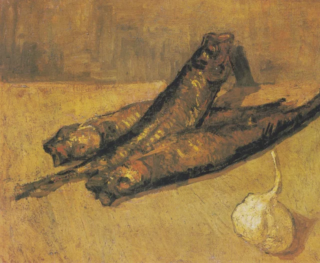 Naturaleza muerta con arenque ahumado y ajo, Vincent van Gogh