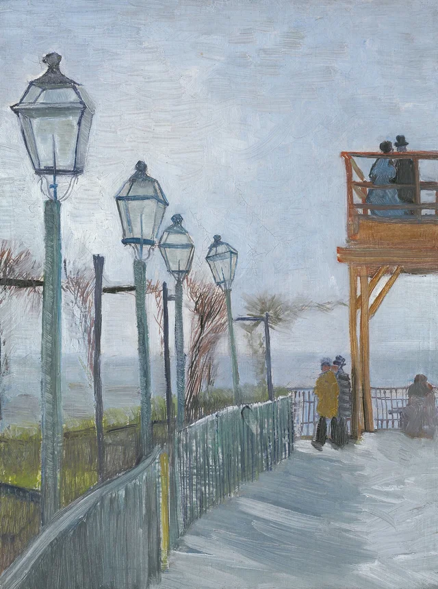 Terraza y mirador del molino de Blute-Fin, Montmartre, Vincent van Gogh