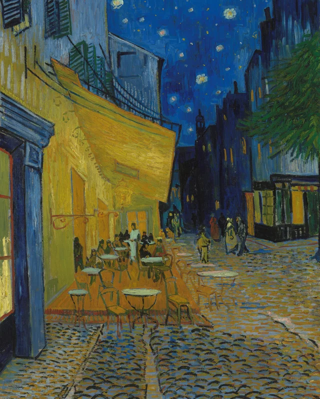 Terraza de café por la noche