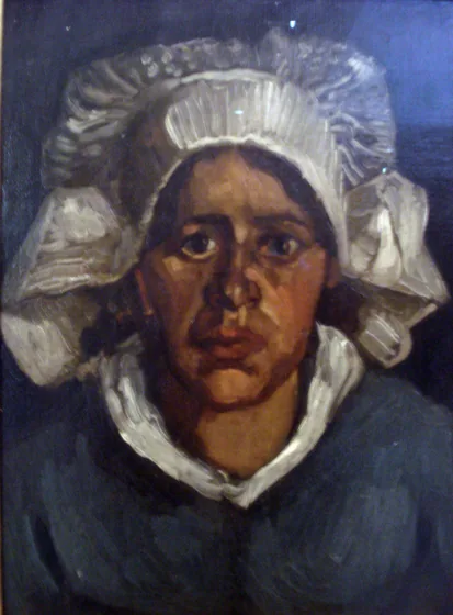 Tête de paysanne au bonnet blanc