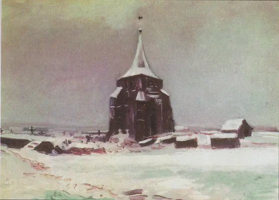 The Old Cemetery Tower at Nuenen in the Snow