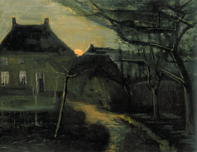 La casa parroquial de Nuenen a la luz de la luna, Vincent van Gogh