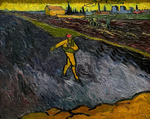 El sembrador: las afueras de Arlés al fondo, Vincent van Gogh