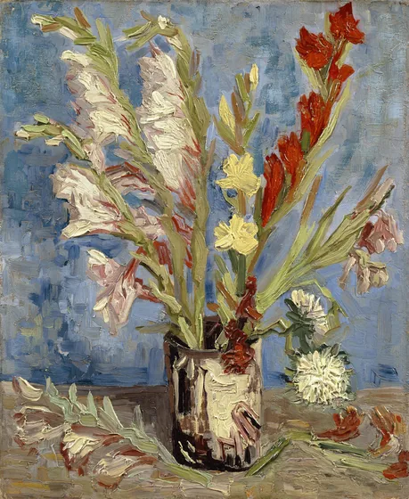 Vase aux glaïeuls et asters de Chine
