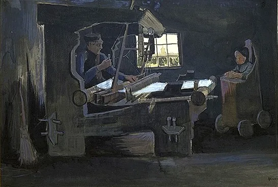Weaver Facing Right, Interior with One Window and High Chair
