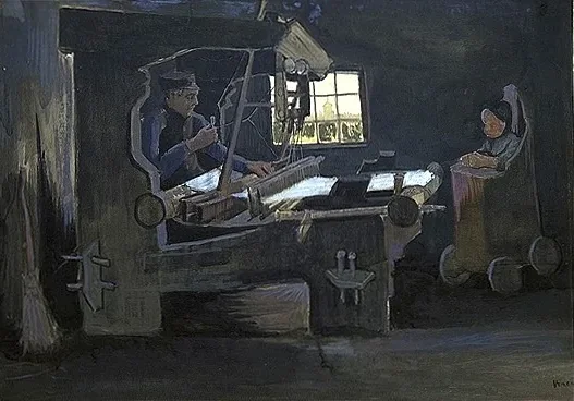 Weaver Facing Right, Interior with One Window and High Chair