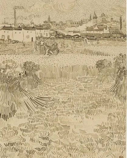 Wheat field with View of Arles