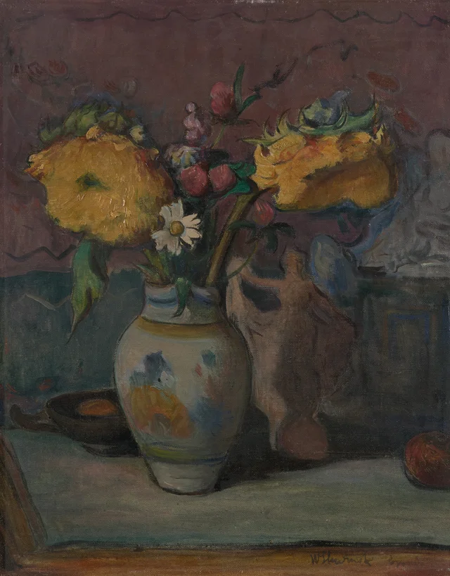 Nature morte aux fleurs et à la figurine de danseuse