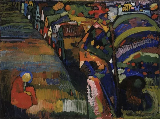 Peinture avec maisons