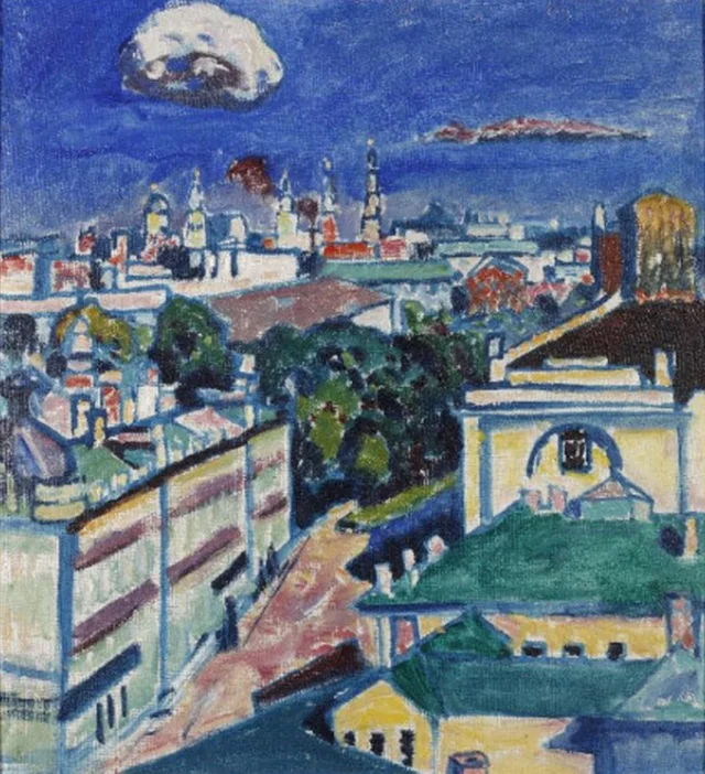 Vista de Moscú desde la ventana del apartamento de Kandinsky en el n.º 1 de la plaza Zubovski