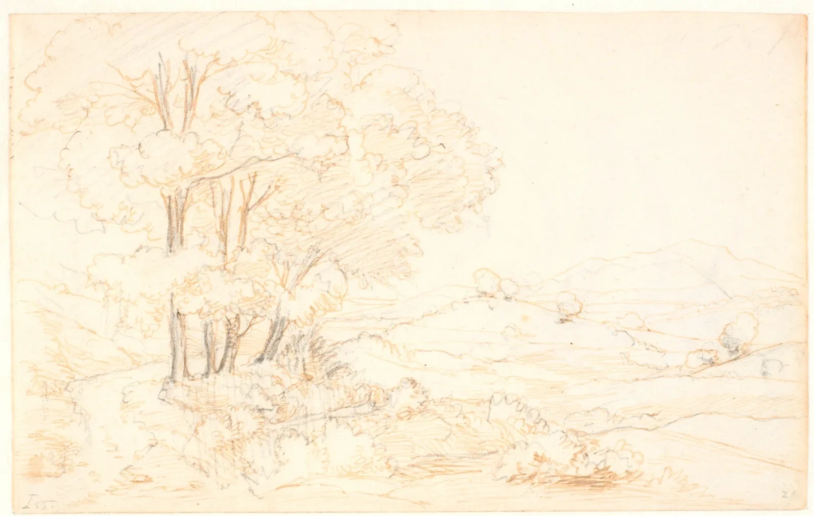 Paysage italien avec des arbres et des montagnes, Wilhelm Marstrand