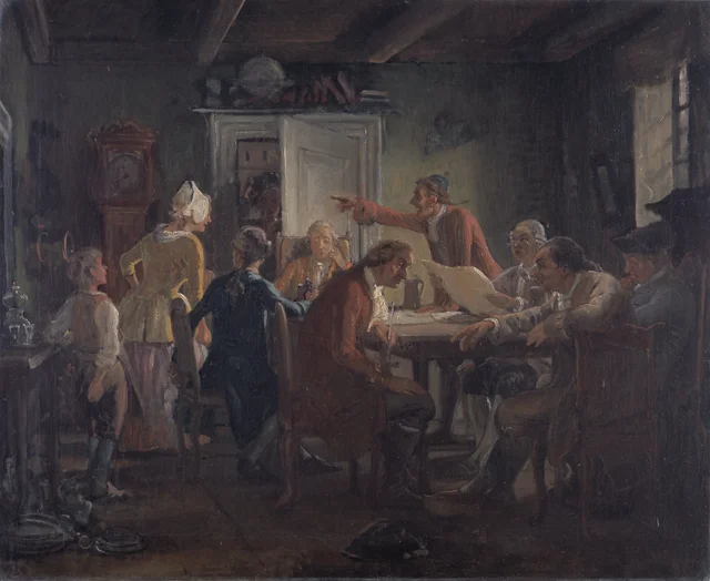 Collegium Politicum. De El estañero político de Ludvig Holberg, acto I, escena 2, Wilhelm Marstrand