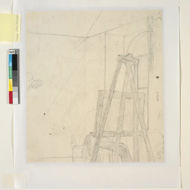 画架の前の画家の鉛筆下絵