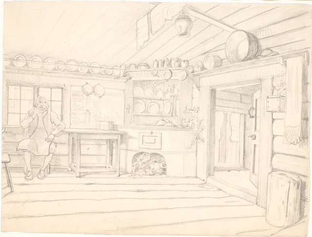 スウェーデンの小屋の室内