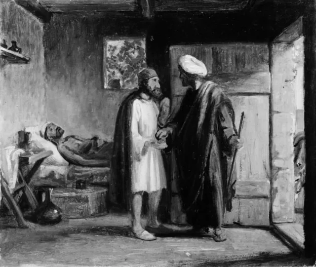 El buen samaritano paga al posadero, Wilhelm Marstrand