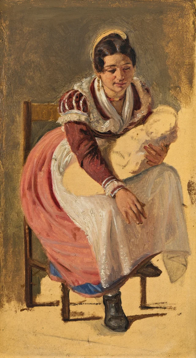 Romana con un niño. Estudio para «La fiesta de San Antonio en Roma», Wilhelm Marstrand