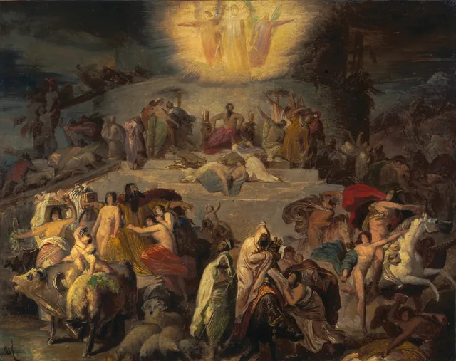 La Tour de Babel, esquisse à l'huile, Wilhelm von Kaulbach