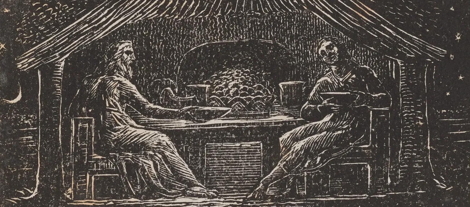 Las Pastorales de Virgilio: Thenot y Colinet toman su cena, William Blake
