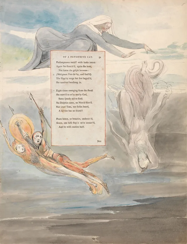 Dessins pour les Poèmes de Gray, dessin 11 : « Malignant Fate sat by, and smil'd, The slipp'ry verge her feet beguil'd... »