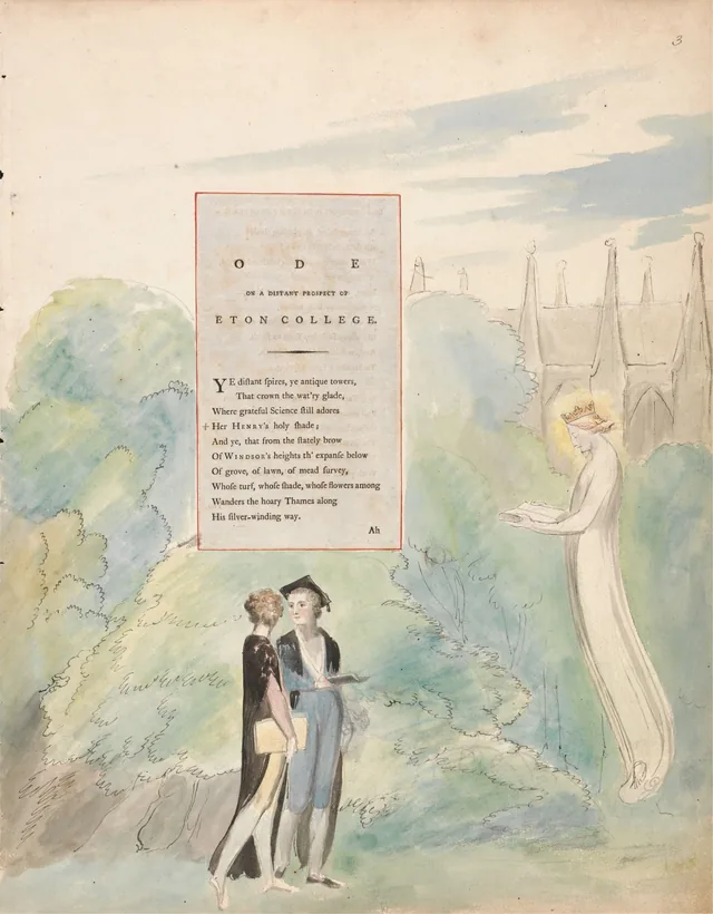 Dibujos para los Poemas de Gray, dibujo 15: «Her Henry's holy shade...», William Blake