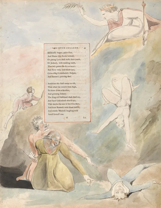 Dessins pour les Poèmes de Gray, dessin 19 : « Ambition this shall tempt to rise, The whirl the wretch from high... »