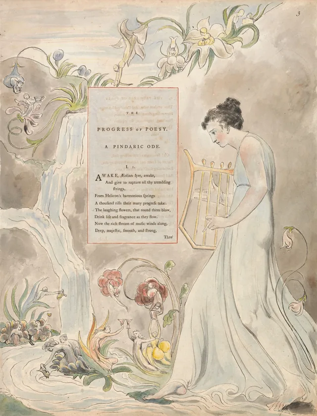 Designs for Gray's Poems, design 43: "The laughing flowers, that round them blow, Drink life and fragrance as they flow..."