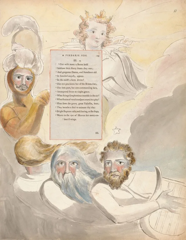 Designs for Gray's Poems, design 63: Elizabeth. "Girt with many a Baron bold..."