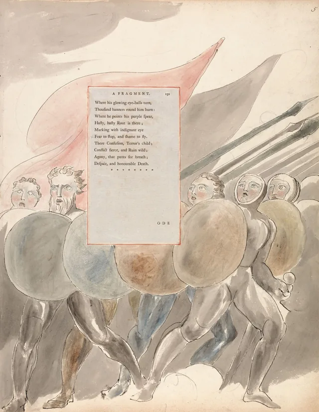 Dessins pour les Poèmes de Gray, dessin 91 : « Fear to stop, and shame to fly... »