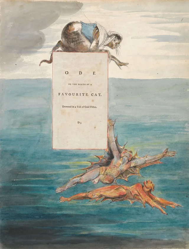 Designs for Gray's Poems: Ode on the Death of a Favourite Cat, Drowned in a Tub of Gold Fishes; Title Page