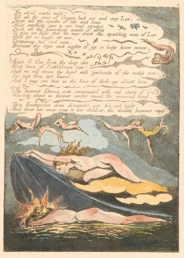 Europe a Prophecy, plate 6: "The shrill winds wake!..."