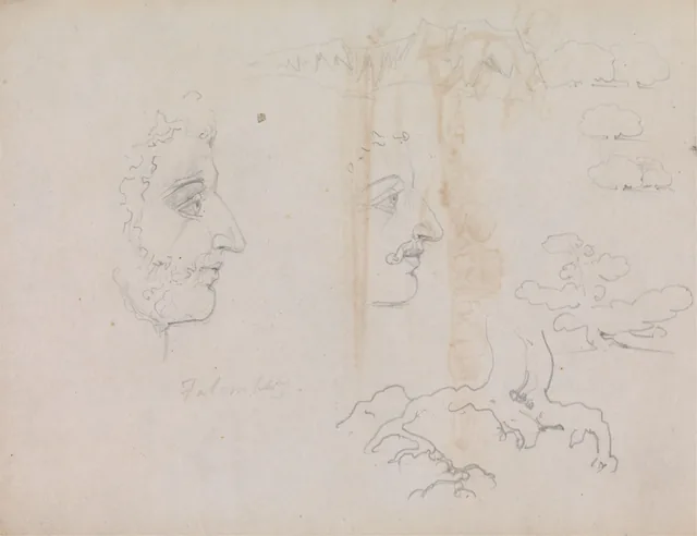 1819年のブレイク＝ヴァーリー素描帳の一葉、37・38ページ