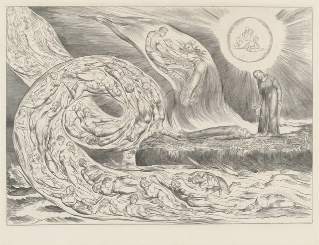 Illustrations to Dante's Divine Comedy, plate 1: The Whirlwind of Lovers, William Blake