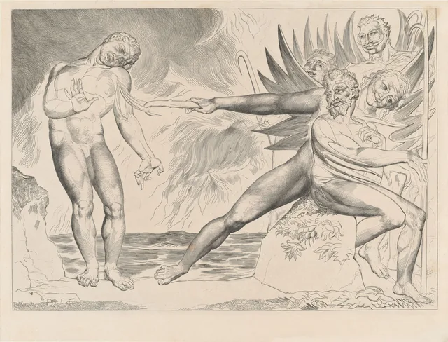 Illustrations to Dante's Divine Comedy, plate 2: Ciampolo the Barrator Tormented by the Devils