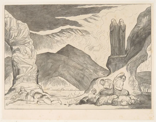 Illustrations to Dante's Divine Comedy, plate 6: The Pit of Disease: The Falsifiers