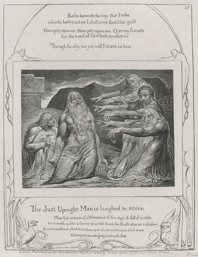 Illustrations of the Book of Job, plate 10: Job Rebuked by His Friends, William Blake
