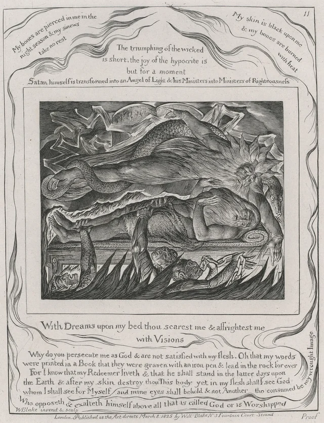 Illustrations of the Book of Job, plate 11: Job's Evil Dreams, William Blake