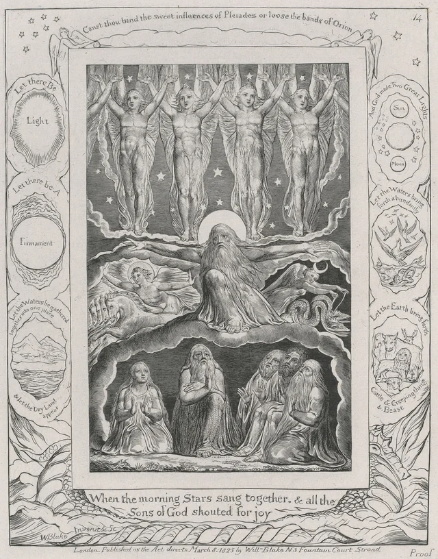 Illustrations of the Book of Job, plate 14: When the Morning Stars Sang Together