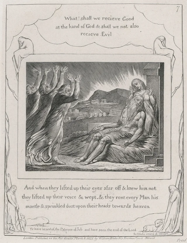 Illustrations of the Book of Job, plate 7: Job's Comforters, William Blake